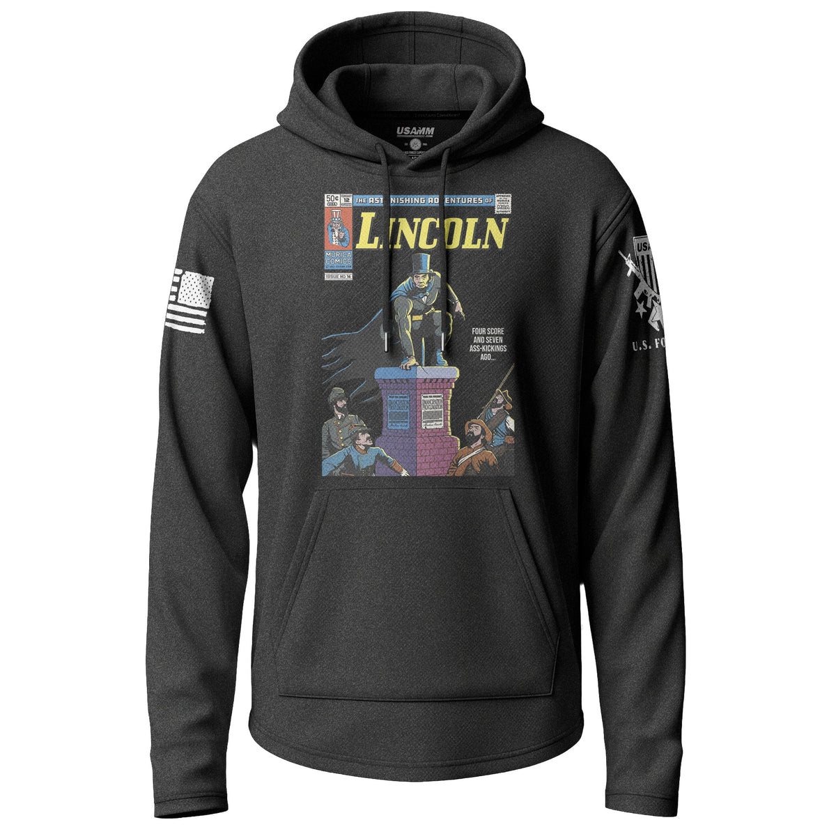 Abraham Lincoln Comic Cover Graphic Lightweight Hoodie Lightweight Hoodie 90050-S-BK-THIN