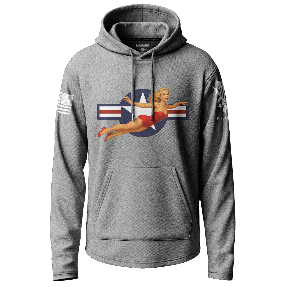 WWII Pin-Up Air Corps Graphic Lightweight Hoodie Lightweight Hoodie 90022-S-HG-THIN