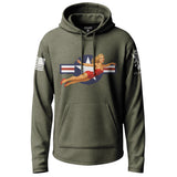 WWII Pin-Up Air Corps Graphic Lightweight Hoodie Lightweight Hoodie 90022-S-MG-THIN