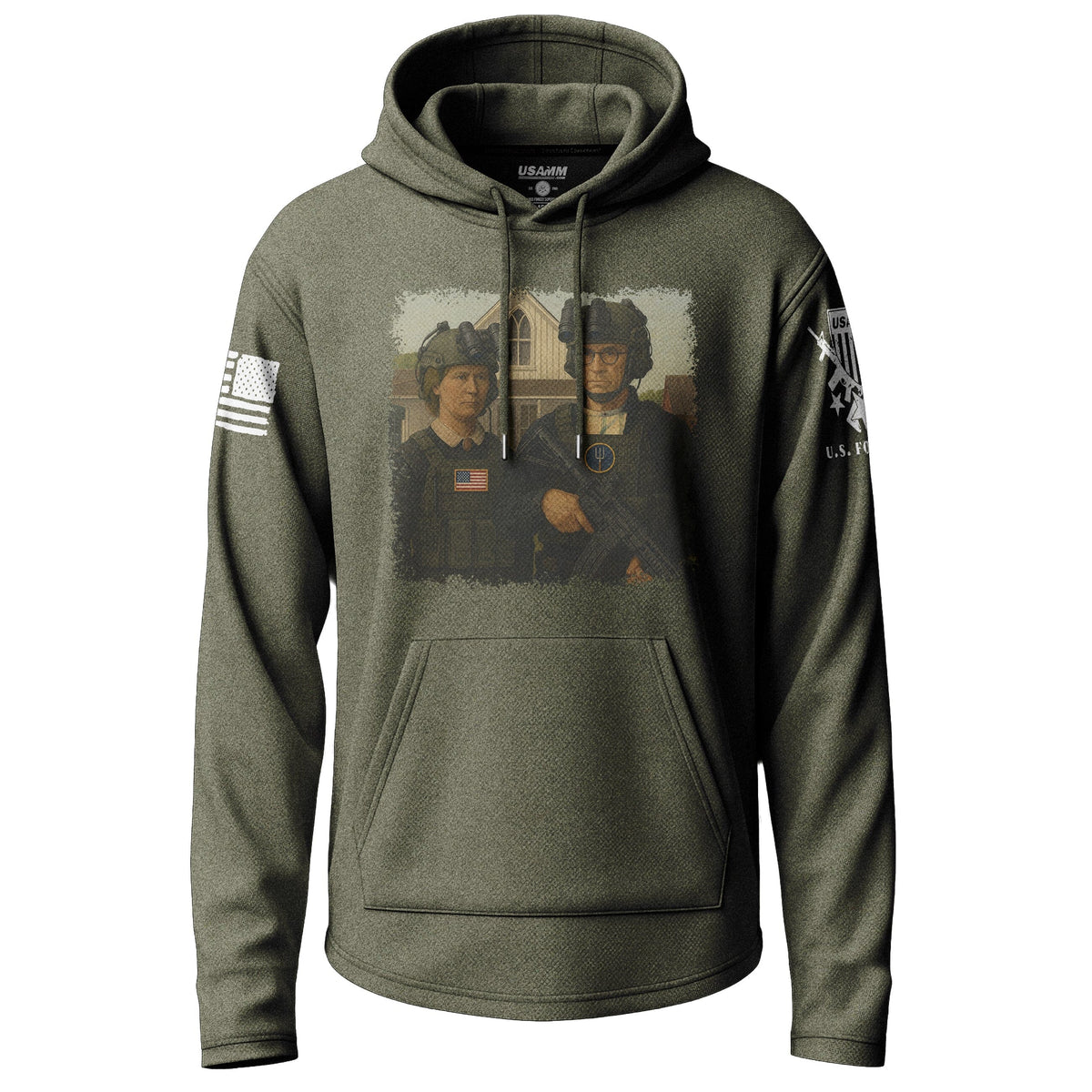 Tactical American Gothic Graphic Lightweight Hoodie Lightweight Hoodie 90030-S-MG-THIN