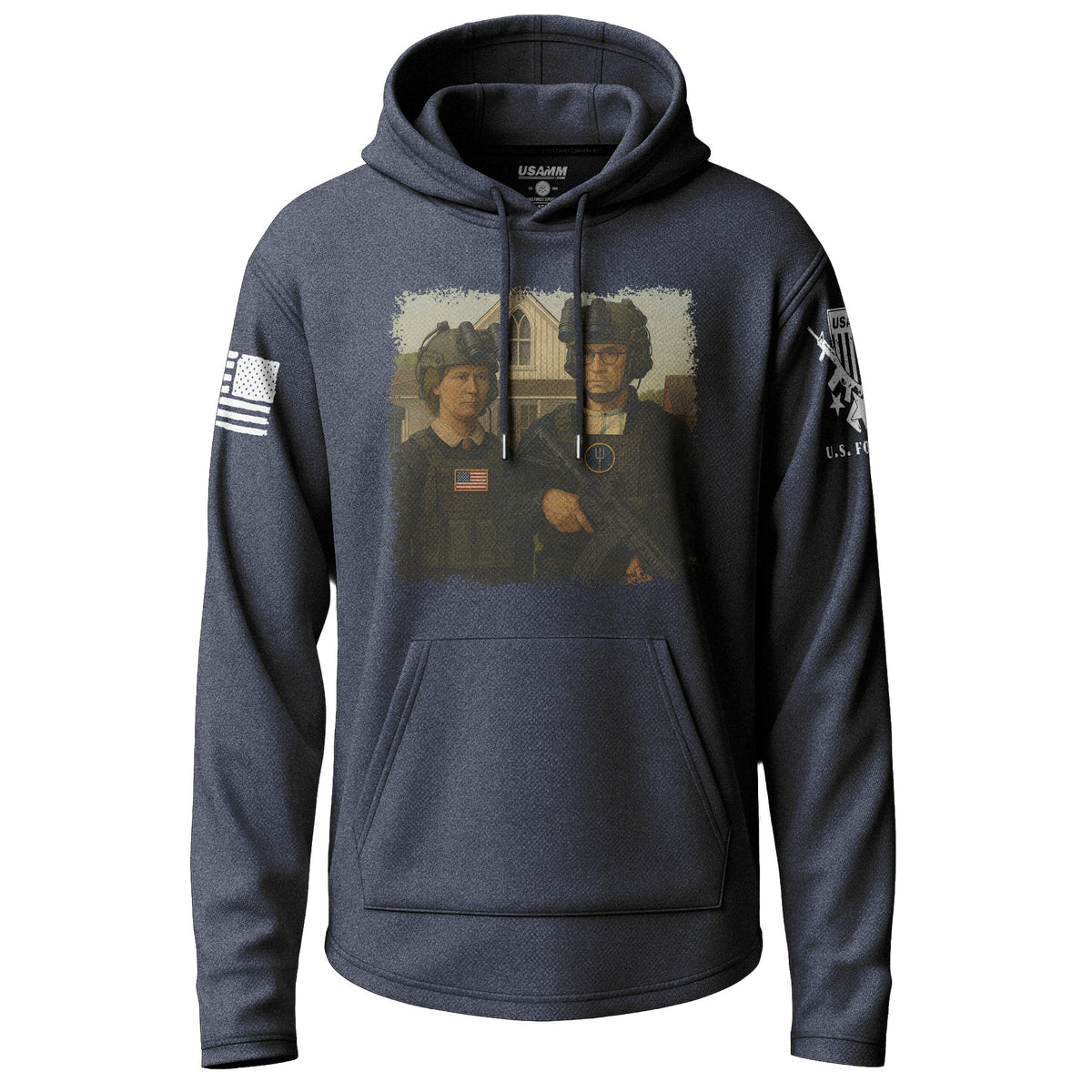 Tactical American Gothic Graphic Lightweight Hoodie Lightweight Hoodie 90030-S-NAVY-THIN