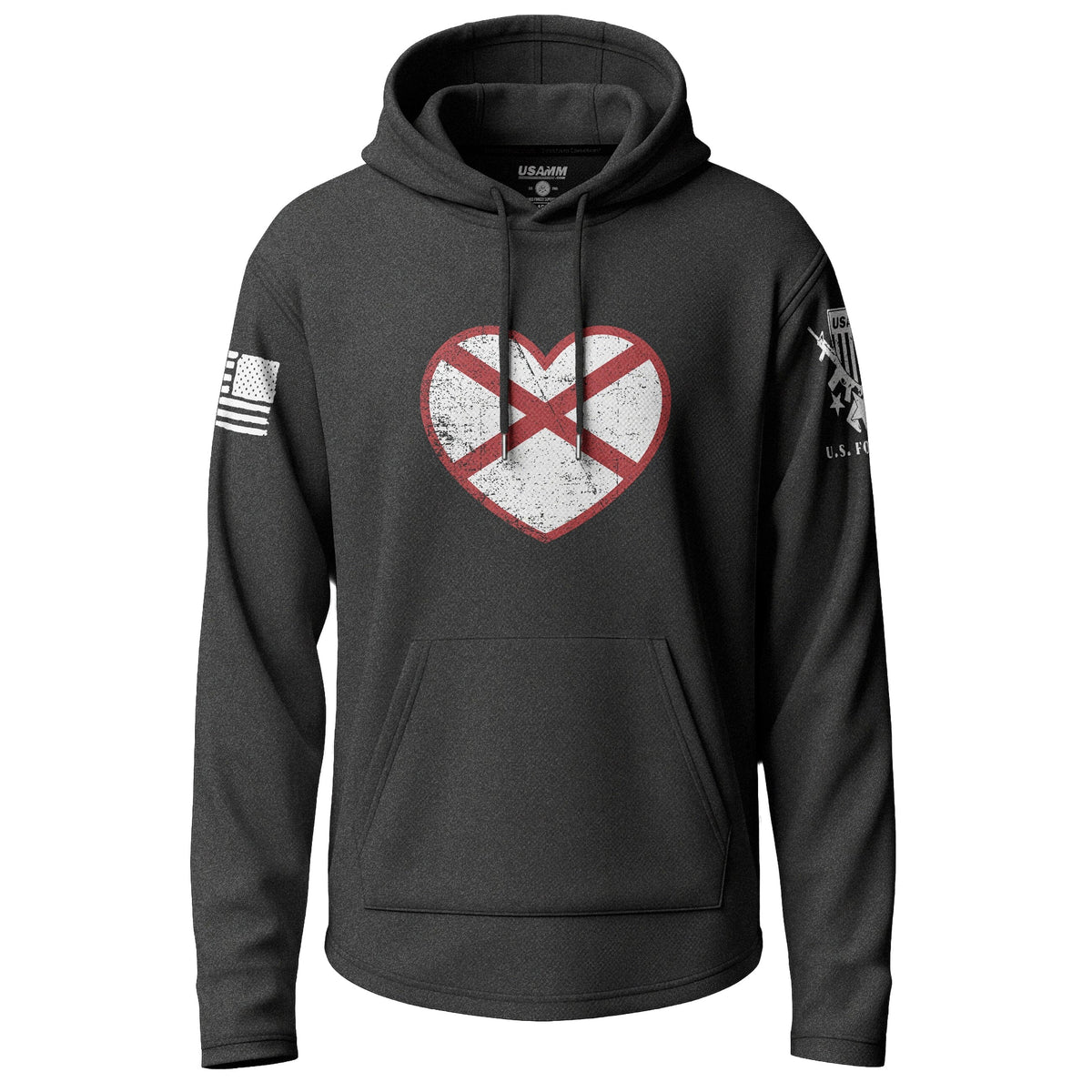 Alabama State Flag Heart Lightweight Hoodie Lightweight Hoodie 90081-S-BK-THIN