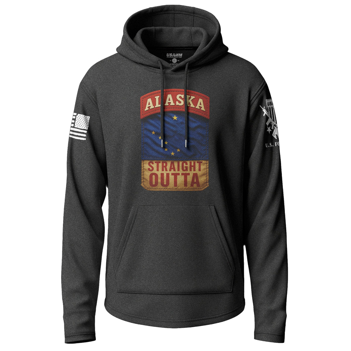 Straight Outta Alaska State Graphic Lightweight Hoodie Lightweight Hoodie 90026-S-BK-THIN