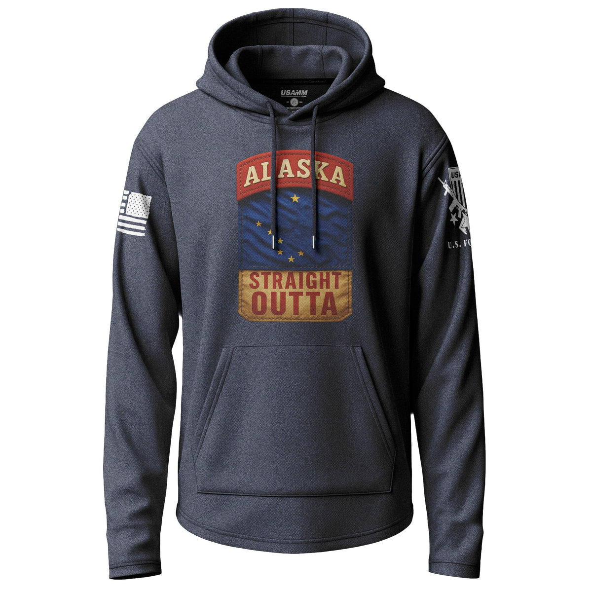 Straight Outta Alaska State Graphic Lightweight Hoodie Lightweight Hoodie 90026-S-NAVY-THIN