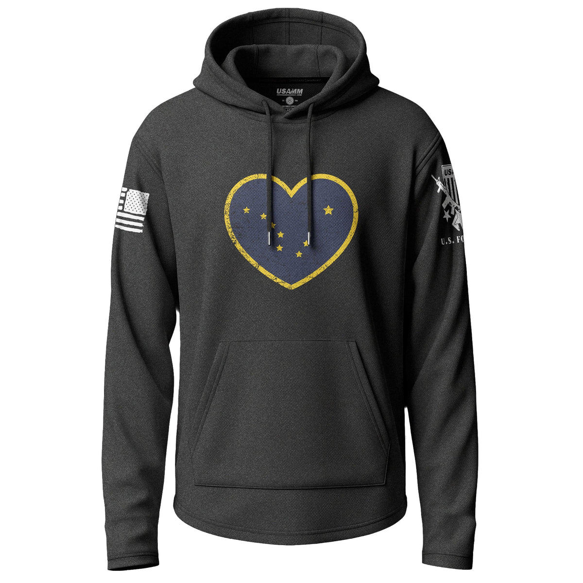 Alaska State Flag Heart Lightweight Hoodie Lightweight Hoodie 90083-S-BK-THIN