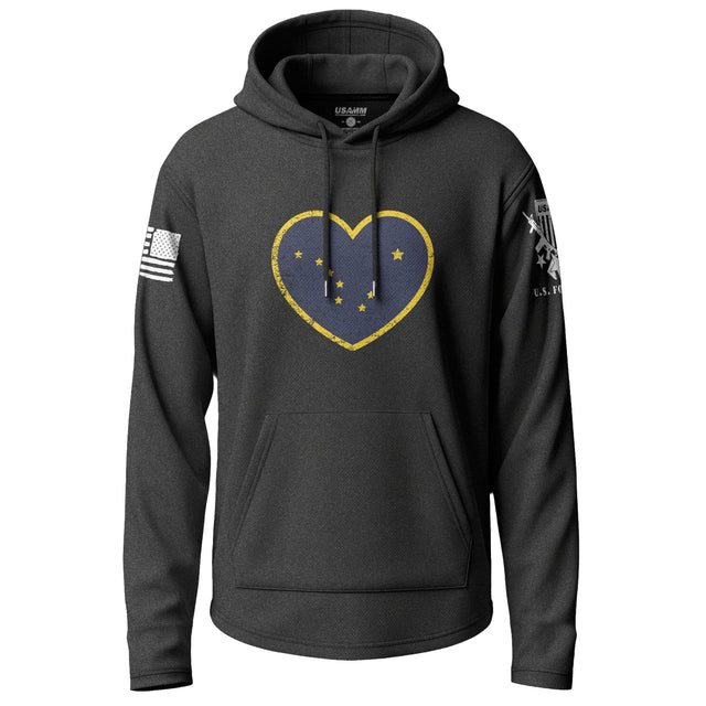 Alaska State Flag Heart Lightweight Hoodie Lightweight Hoodie 90083-S-BK-THIN