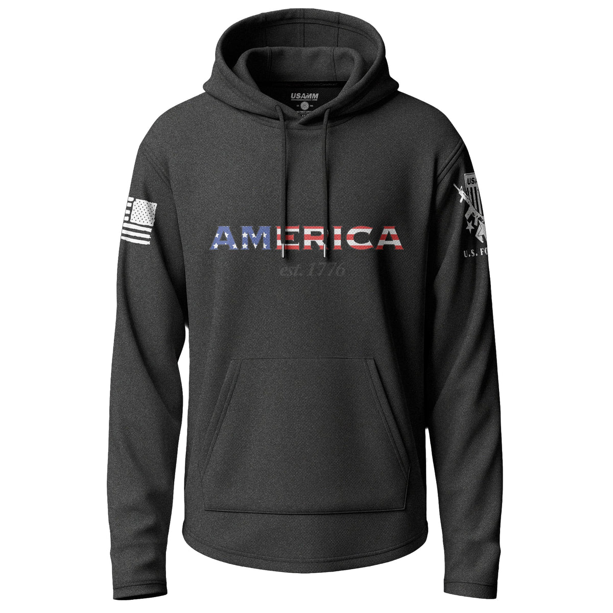 America Established 1776 Graphic Lightweight Hoodie Lightweight Hoodie 90072-S-BK-THIN