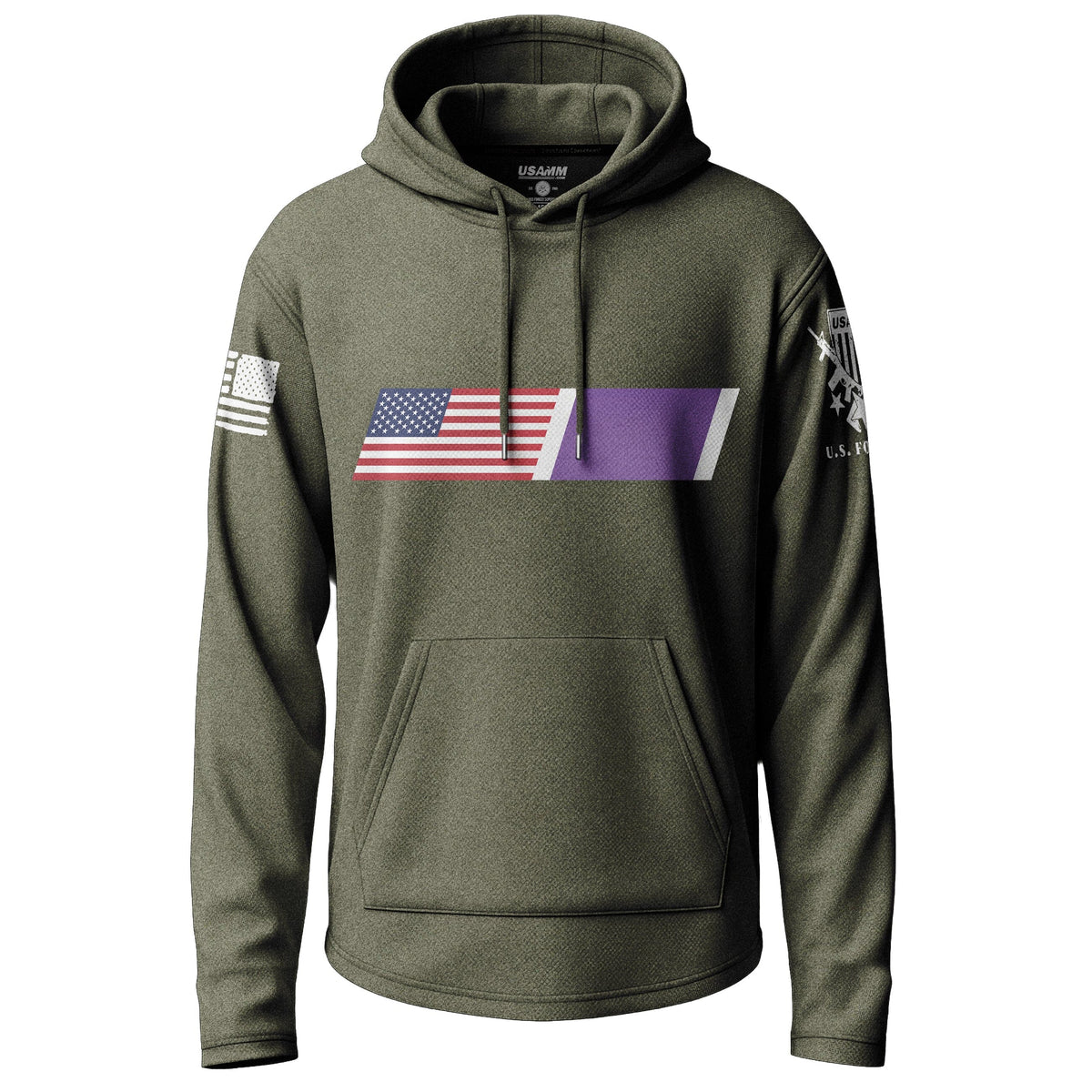 American Flag Purple Heart Graphic Lightweight Hoodie Lightweight Hoodie 90090-S-MG-THIN