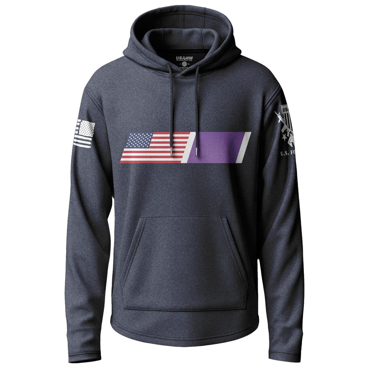 American Flag Purple Heart Graphic Lightweight Hoodie Lightweight Hoodie 90090-S-NAVY-THIN