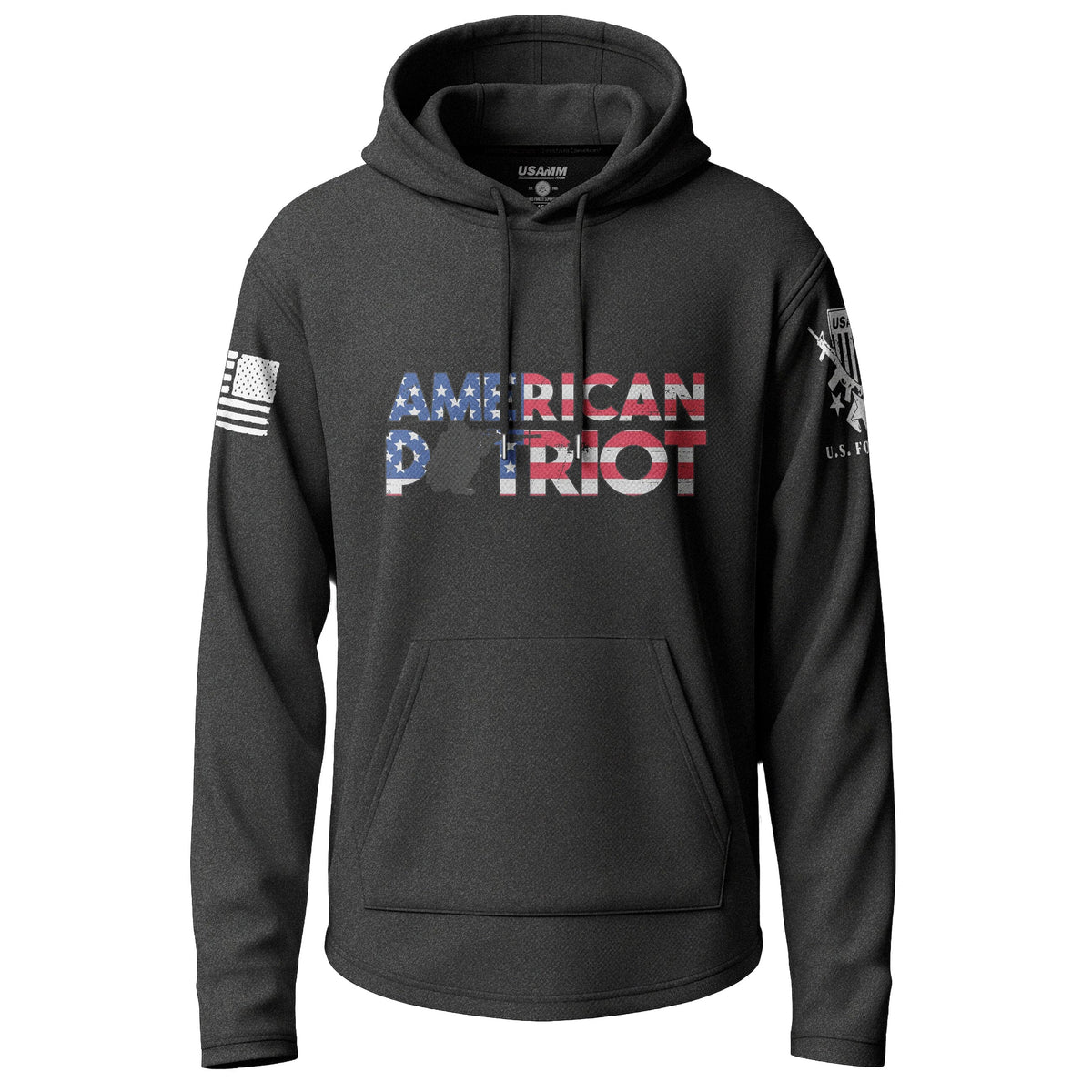 American Patriot Gunfighter Graphic Lightweight Hoodie Lightweight Hoodie 90096-S-BK-THIN