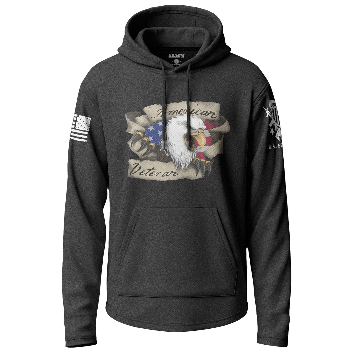 American Veteran Eagle Graphic Lightweight Hoodie Lightweight Hoodie 90100-S-BK-THIN