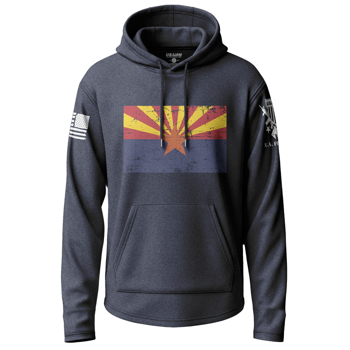 Arizona Distressed State Flag Graphic Lightweight Hoodie Lightweight Hoodie 90108-S-NAVY-THIN