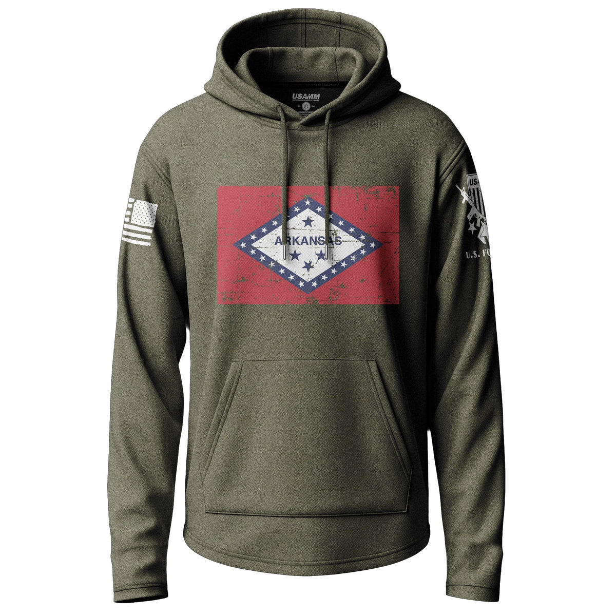 Arkansas Distressed State Flag Graphic Lightweight Hoodie Lightweight Hoodie 90110-S-MG-THIN
