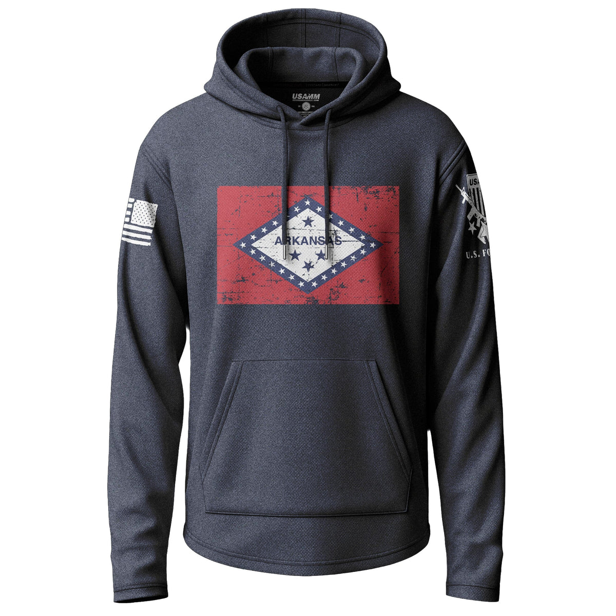 Arkansas Distressed State Flag Graphic Lightweight Hoodie Lightweight Hoodie 90110-S-NAVY-THIN