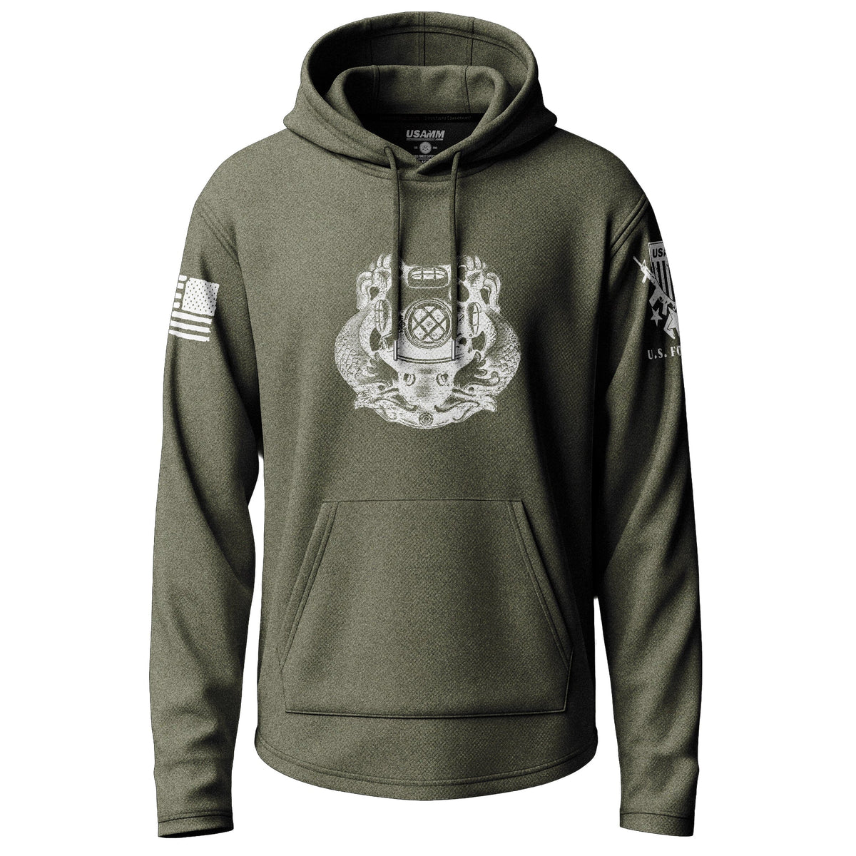 Army Diver First Class Distressed Graphic Lightweight Hoodie Lightweight Hoodie 90128-S-MG-THIN