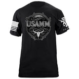 USAMM Black & White Longhorn Skull T-Shirt Shirts 86353-S-BK