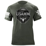 USAMM Black & White Longhorn Skull T-Shirt Shirts 86353-S-MG