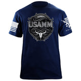 USAMM Black & White Longhorn Skull T-Shirt Shirts 86353-S-NAVY