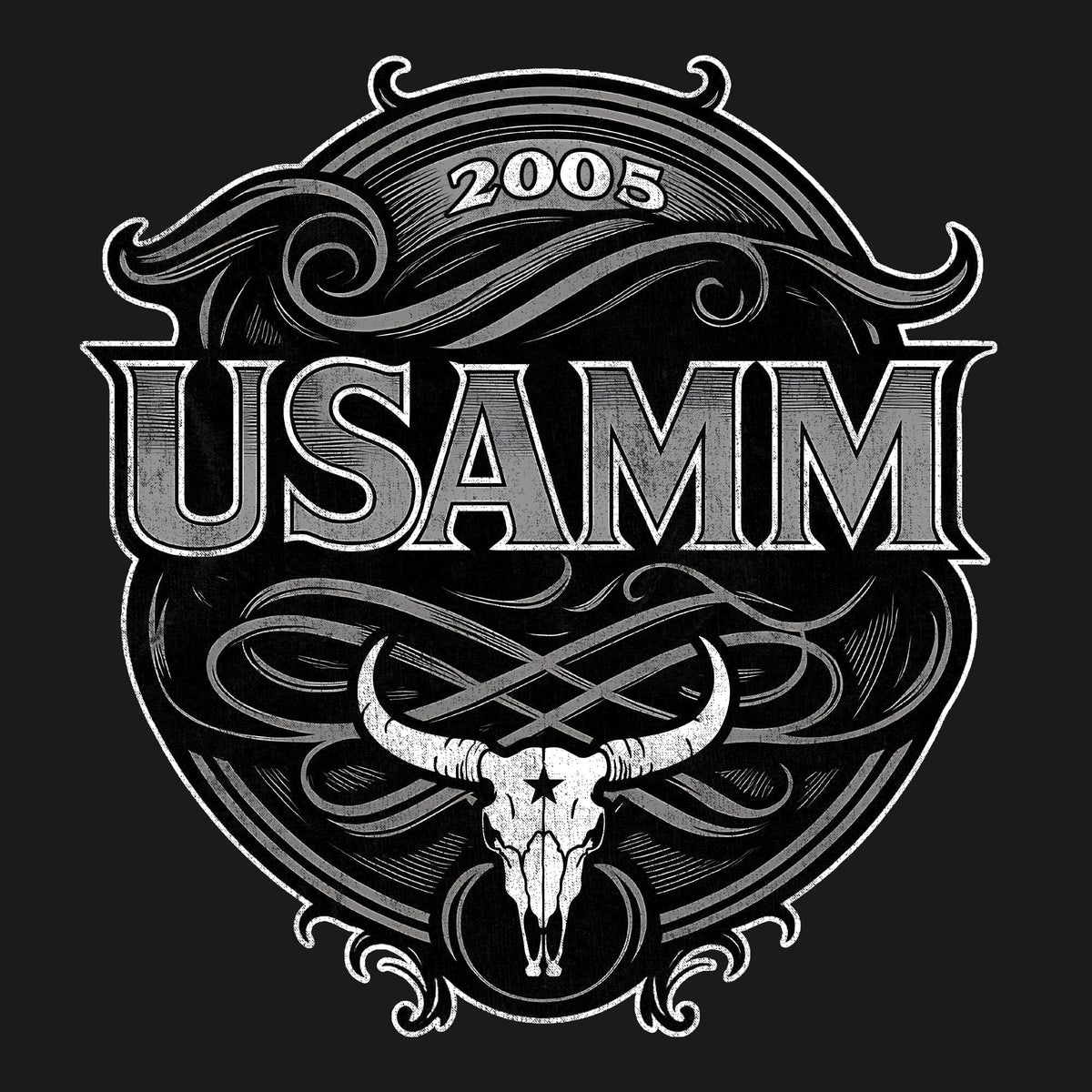 USAMM Black & White Longhorn Skull Hoodie Hoodies 