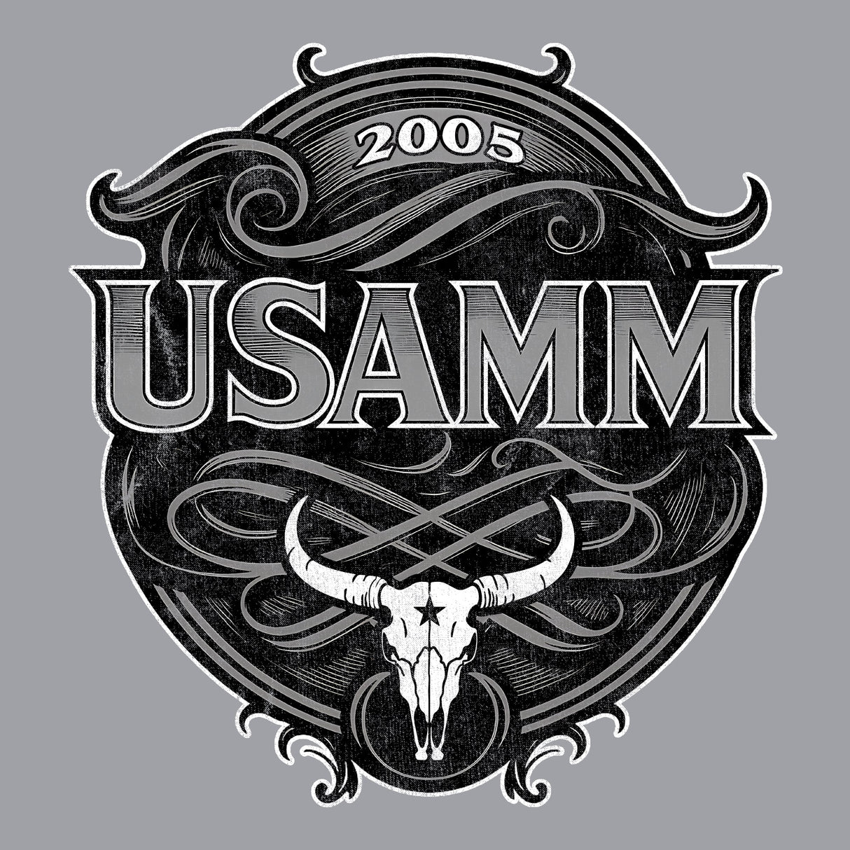 USAMM Black & White Longhorn Skull Hoodie