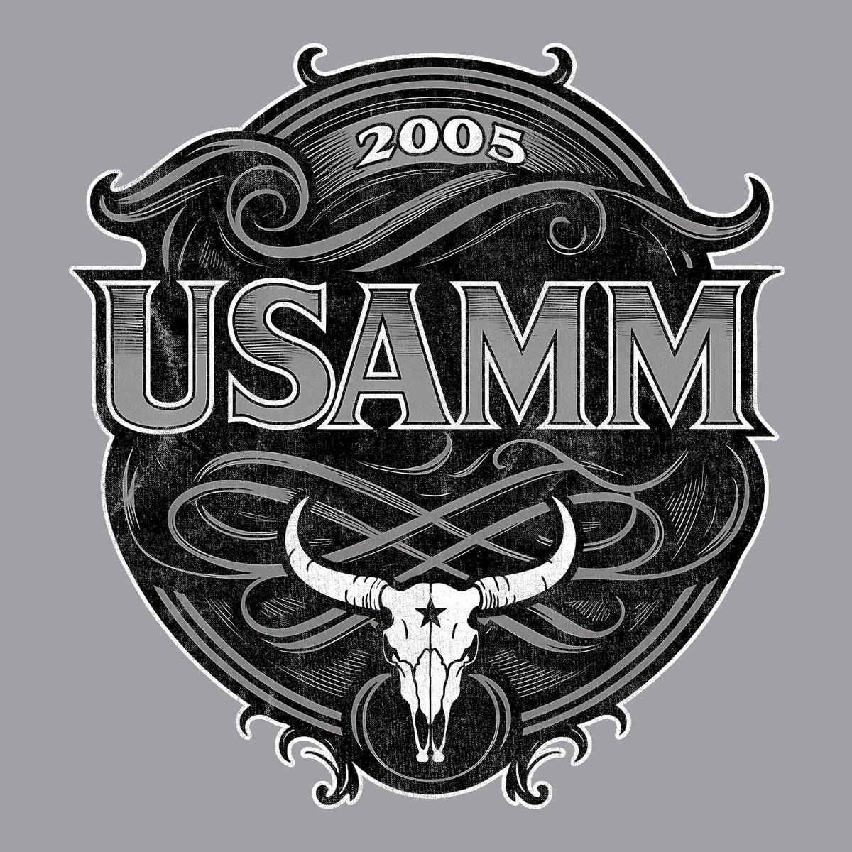 USAMM Black & White Longhorn Skull Hoodie Hoodies 