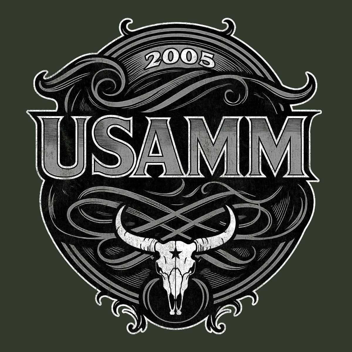 USAMM Black & White Longhorn Skull Hoodie Hoodies 