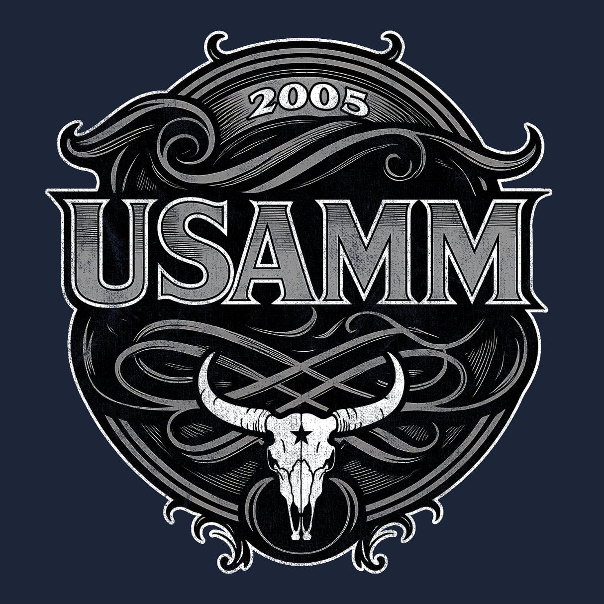 USAMM Black & White Longhorn Skull Hoodie