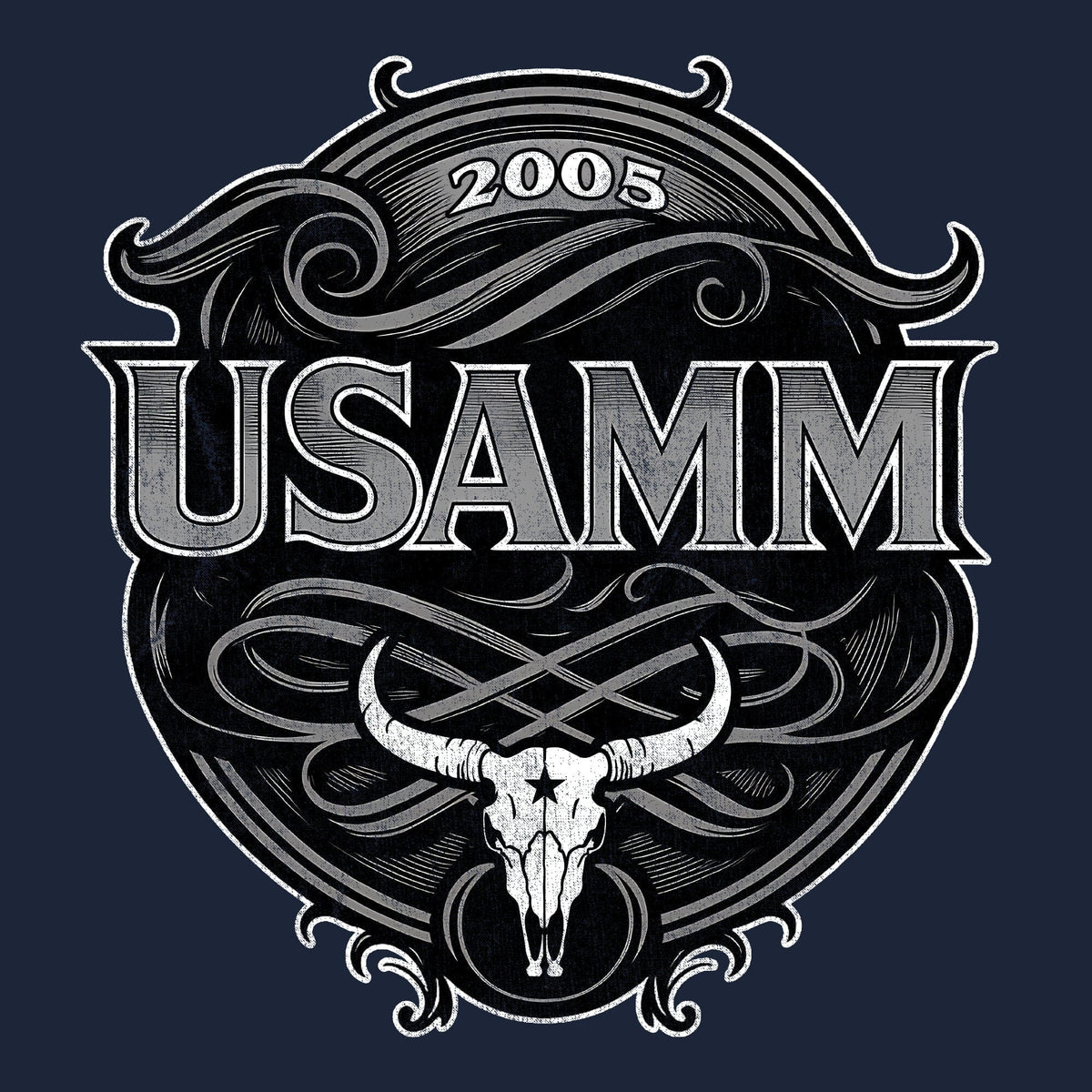 USAMM Black & White Longhorn Skull Hoodie Hoodies 