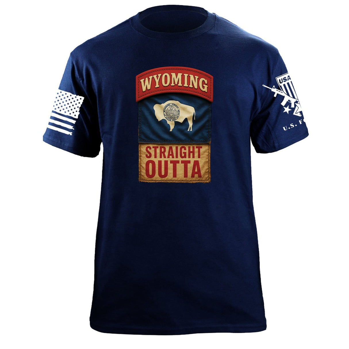 State Tab Shirt: Wyoming Shirts 86425-S-NAVY
