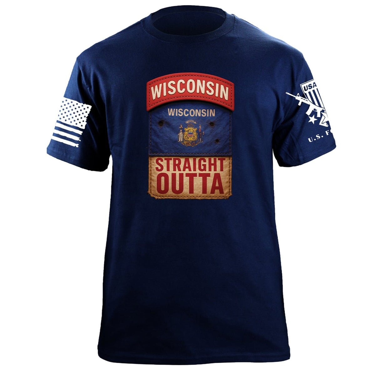 State Tab Shirt: Wisconsin Shirts 86424-S-NAVY