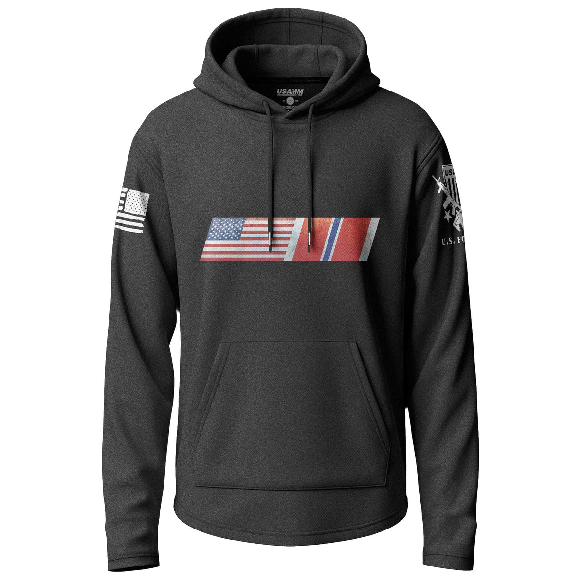 American Flag Bronze Star Ribbon Blend Graphic Lightweight Hoodie Lightweight Hoodie 90086-S-BK-THIN