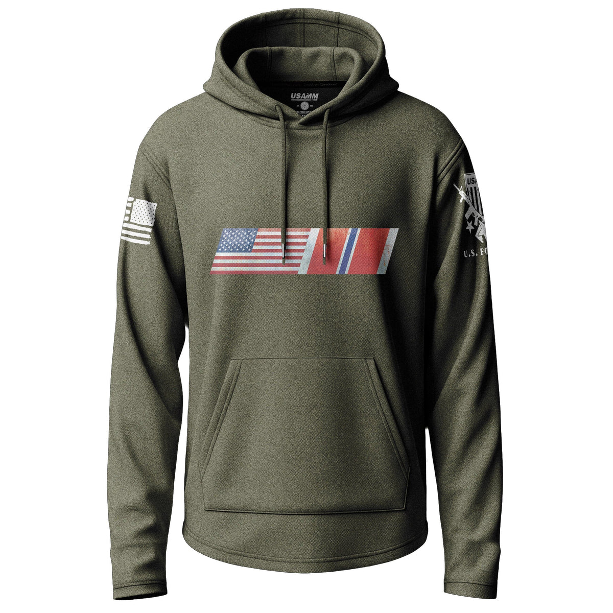 American Flag Bronze Star Ribbon Blend Graphic Lightweight Hoodie Lightweight Hoodie 90086-S-MG-THIN