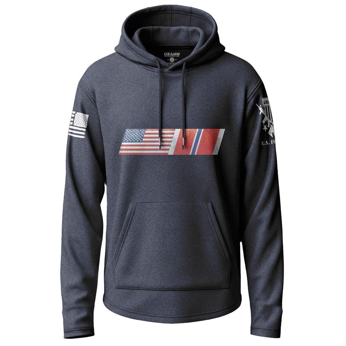 American Flag Bronze Star Ribbon Blend Graphic Lightweight Hoodie Lightweight Hoodie 90086-S-NAVY-THIN