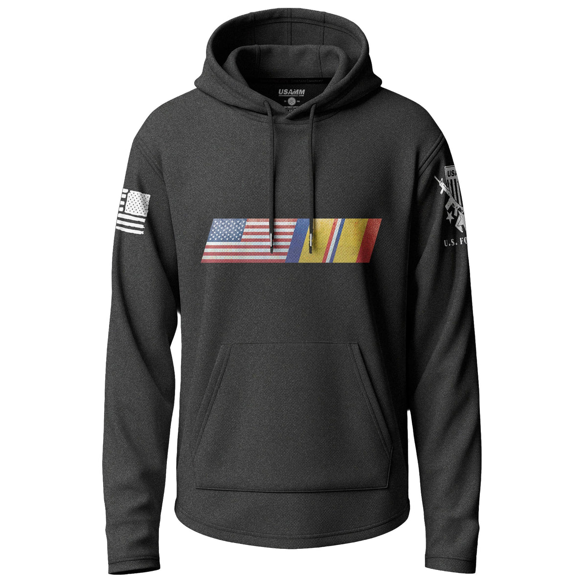 US Flag Combat Action Ribbon Lightweight Hoodie Lightweight Hoodie 90089-S-BK-THIN