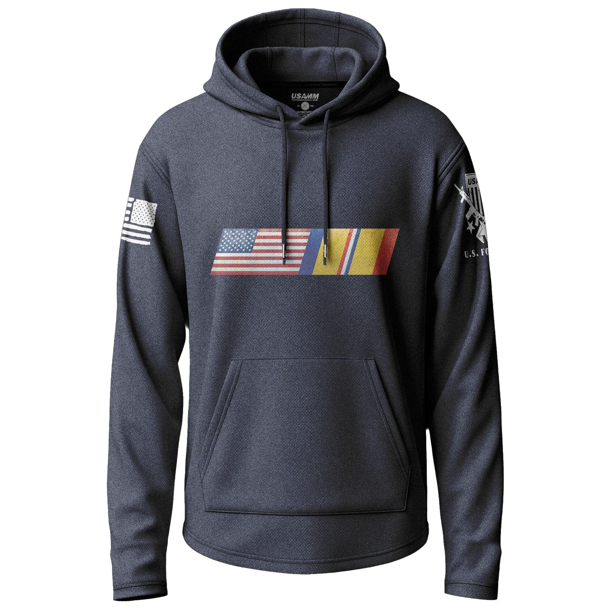 US Flag Combat Action Ribbon Lightweight Hoodie Lightweight Hoodie 90089-S-NAVY-THIN
