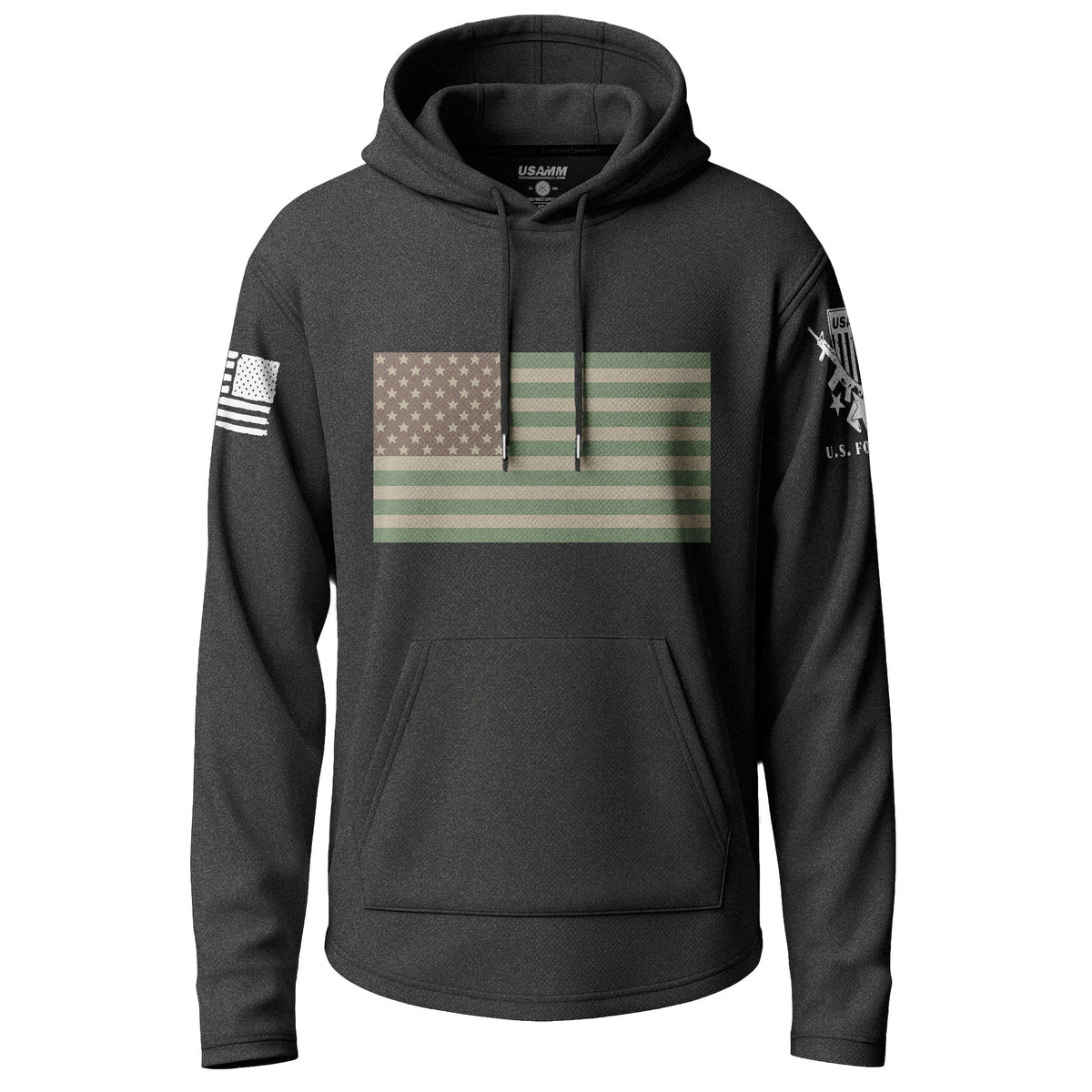 Subdued US Flag Graphic Lightweight Hoodie Lightweight Hoodie 90091-S-BK-THIN