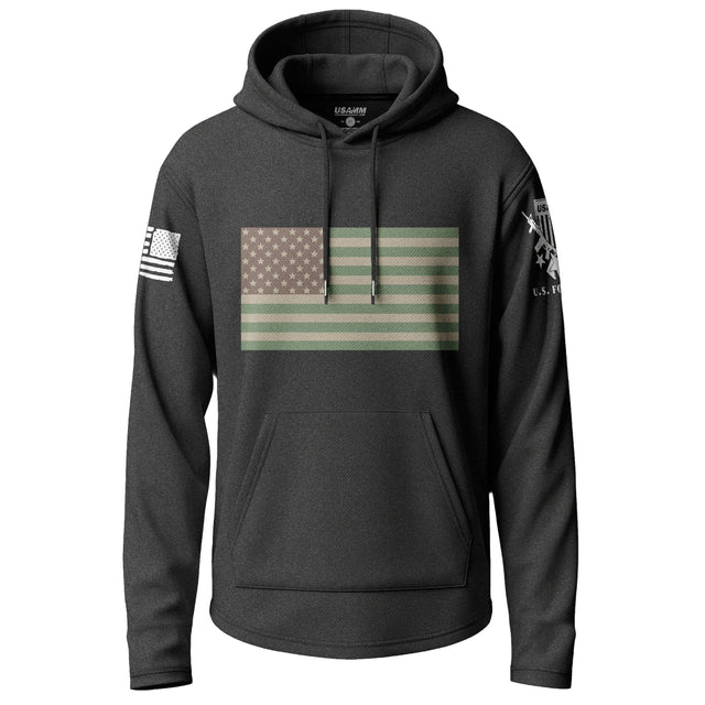 Subdued US Flag Graphic Lightweight Hoodie Lightweight Hoodie 90091-S-BK-THIN