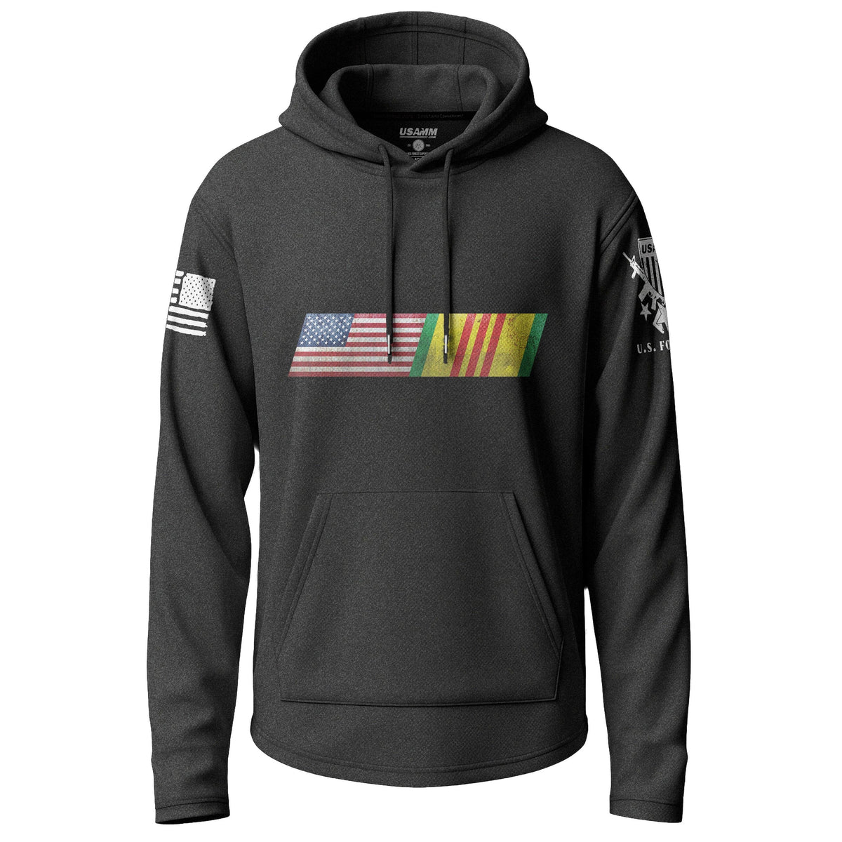 American Flag Vietnam Service Ribbon Blend Lightweight Hoodie Lightweight Hoodie 90093-S-BK-THIN