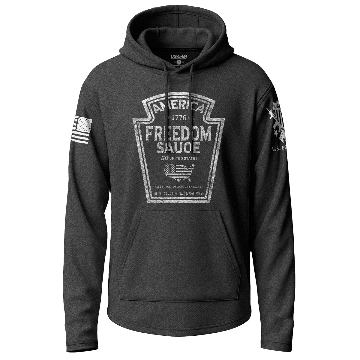 American Freedom Sauce White Graphic Lightweight Hoodie Lightweight Hoodie 90095-S-BK-THIN