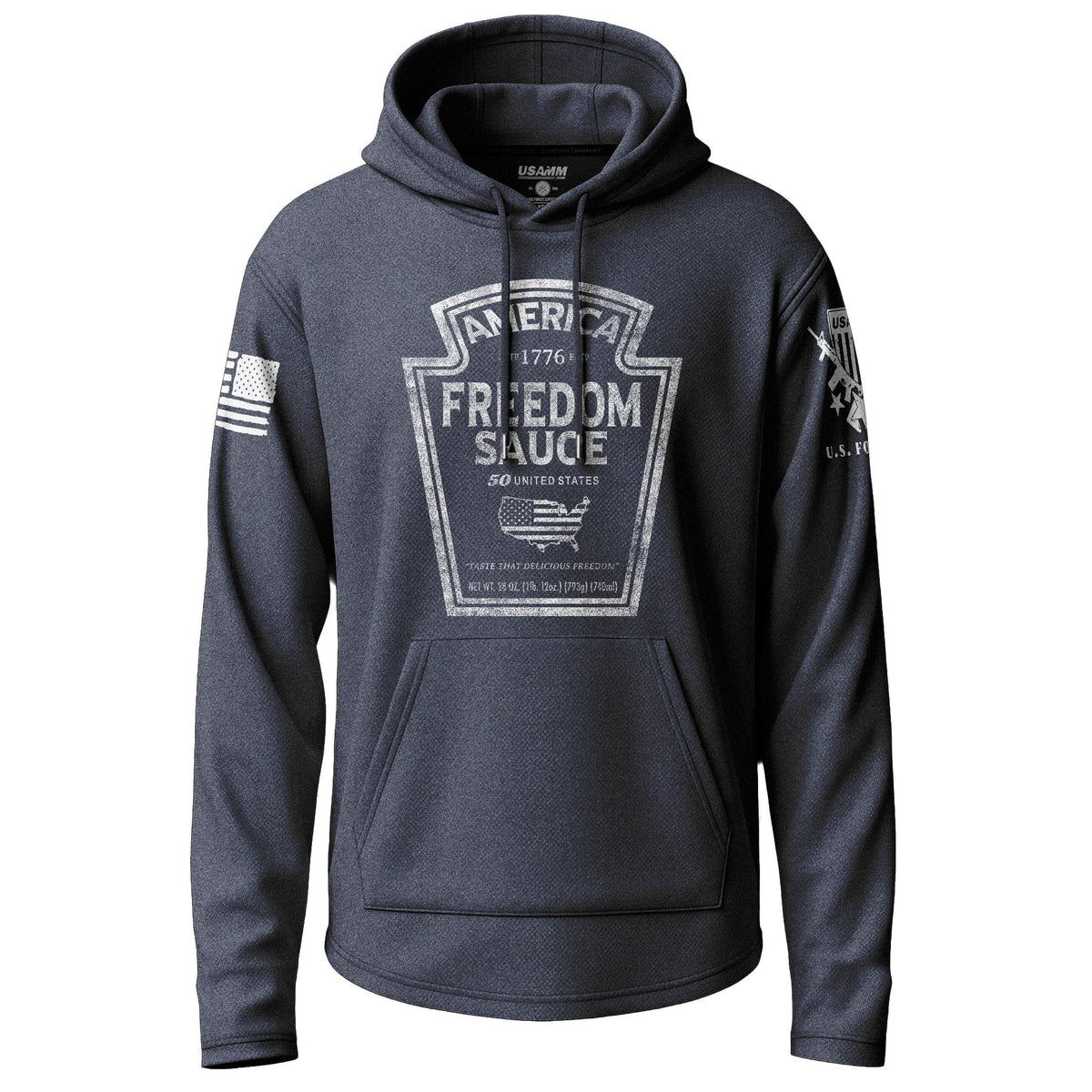 American Freedom Sauce White Graphic Lightweight Hoodie Lightweight Hoodie 90095-S-NAVY-THIN