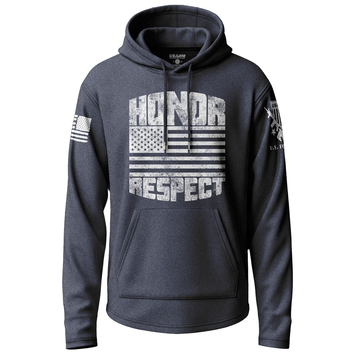 American Honor and Respect Graphic Lightweight Hoodie Lightweight Hoodie 90097-S-NAVY-THIN