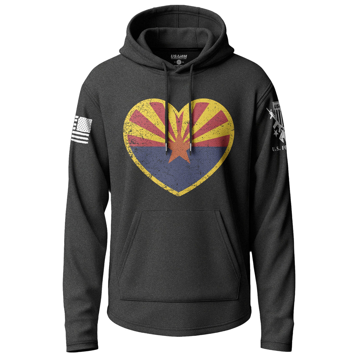 Arizona State Flag Heart Graphic Lightweight Hoodie Lightweight Hoodie 90111-S-BK-THIN