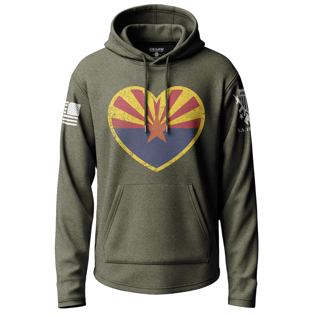 Arizona State Flag Heart Graphic Lightweight Hoodie Lightweight Hoodie 90111-S-MG-THIN