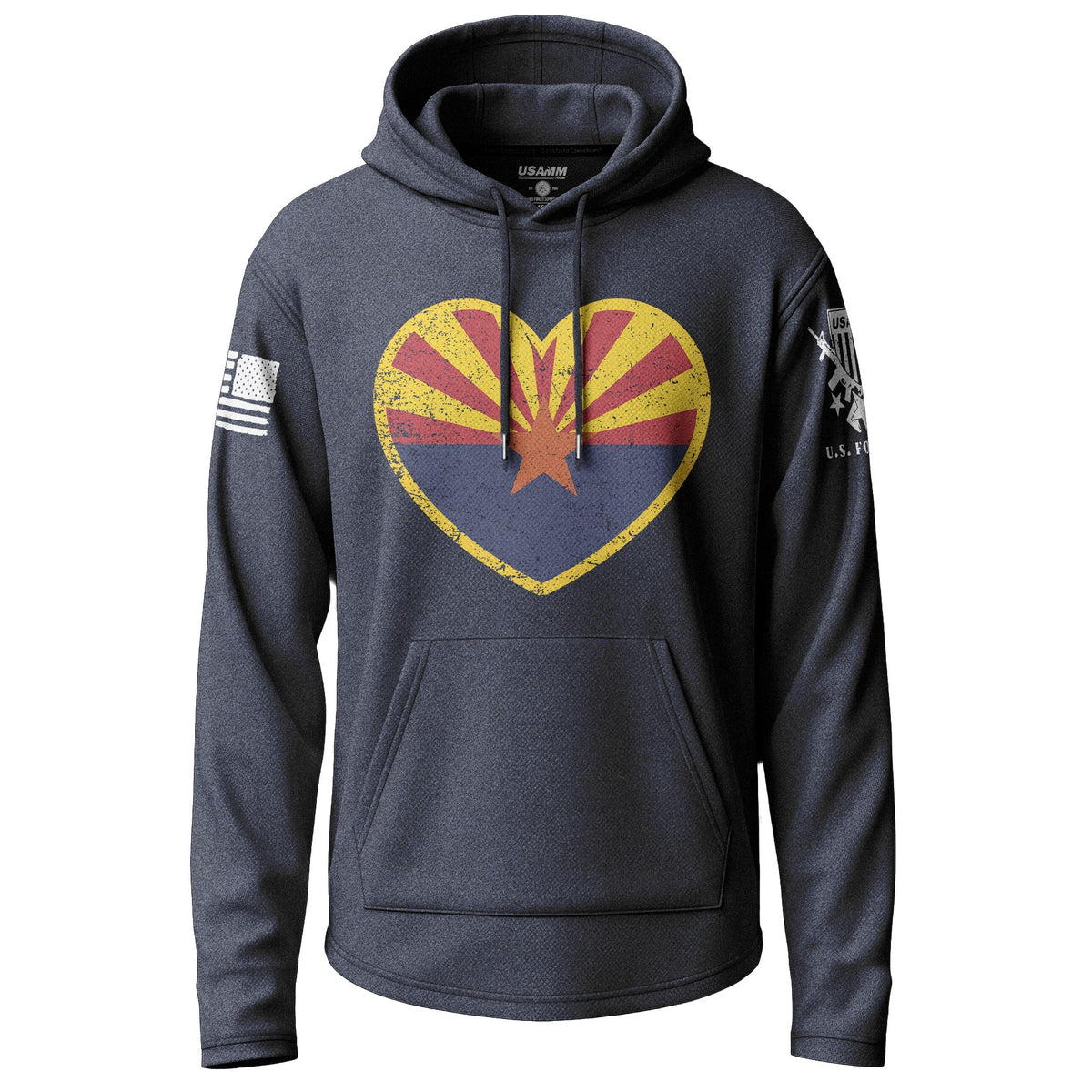 Arizona State Flag Heart Graphic Lightweight Hoodie Lightweight Hoodie 90111-S-NAVY-THIN