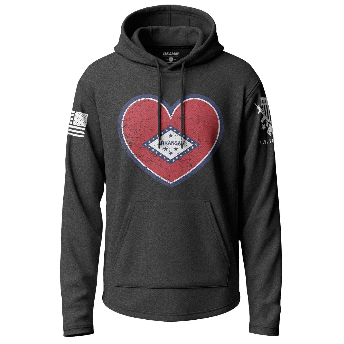 Arkansas State Flag Heart Graphic Lightweight Hoodie Lightweight Hoodie 90113-S-BK-THIN