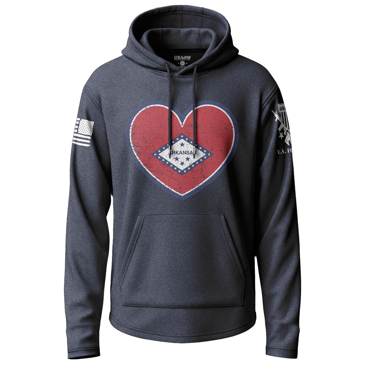 Arkansas State Flag Heart Graphic Lightweight Hoodie Lightweight Hoodie 90113-S-NAVY-THIN