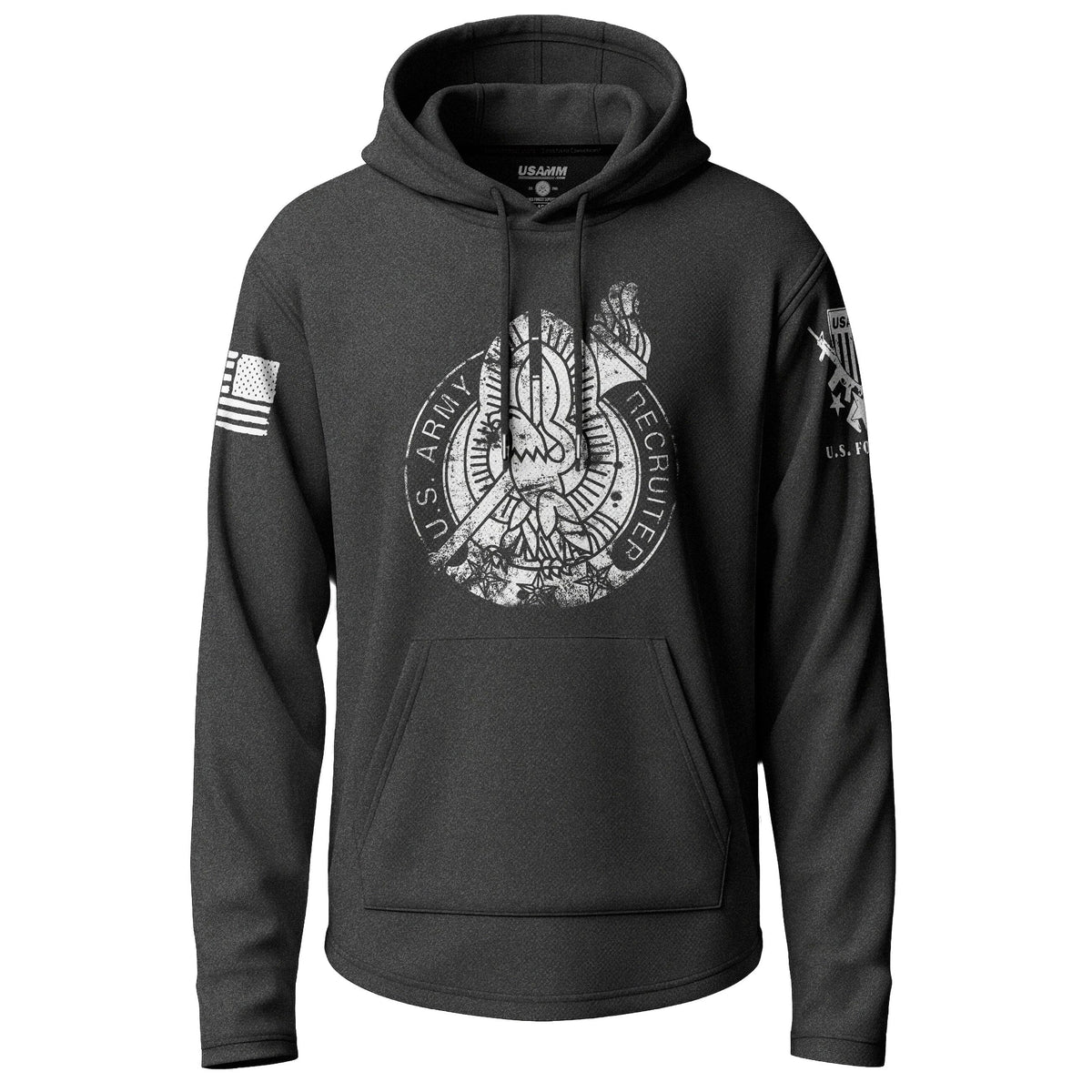 Army-Army Recruiter Distressed Badge Lightweight Hoodie Lightweight Hoodie 90115-S-BK-THIN