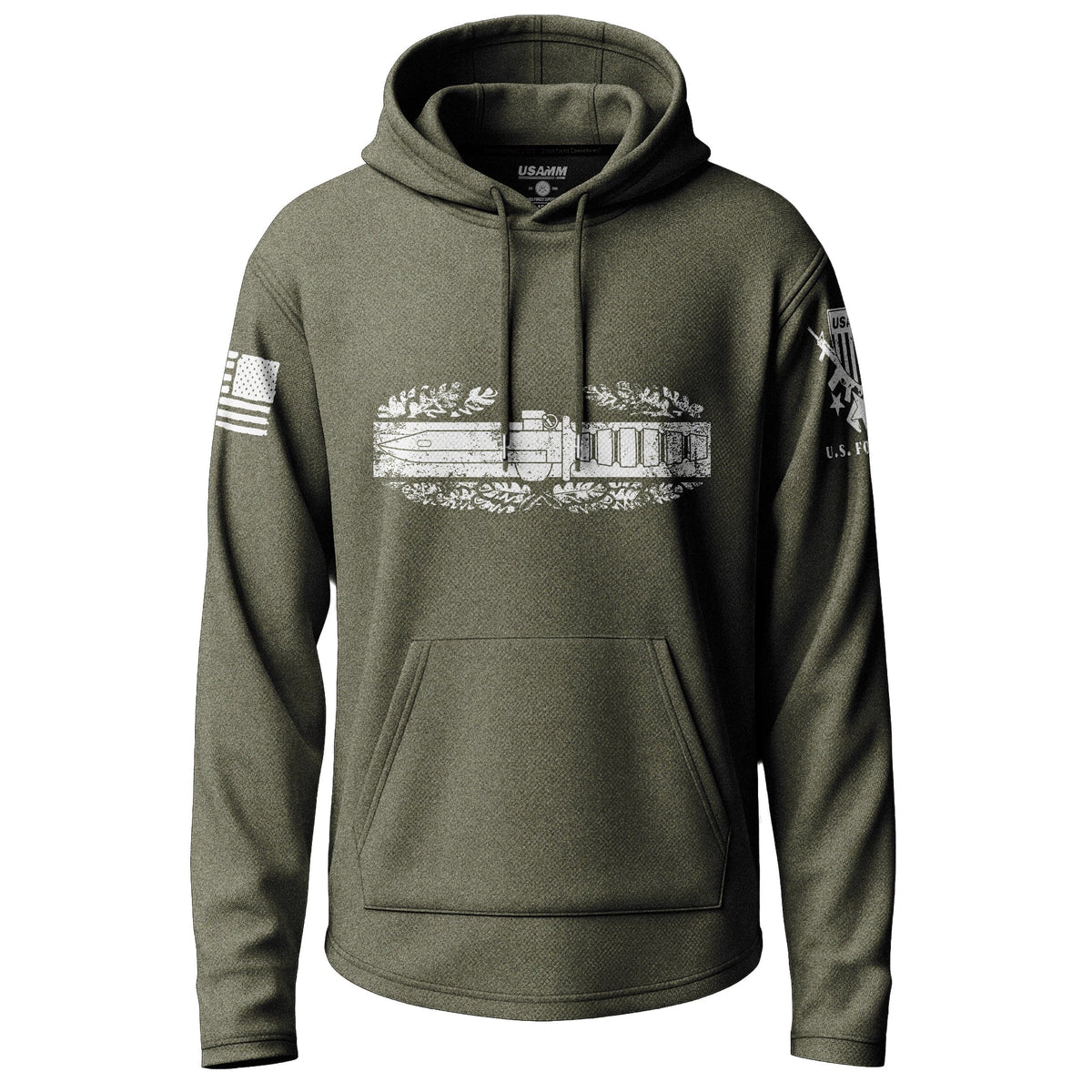 Army Combat Action Badge Distressed Lightweight Hoodie Lightweight Hoodie 90121-S-MG-THIN