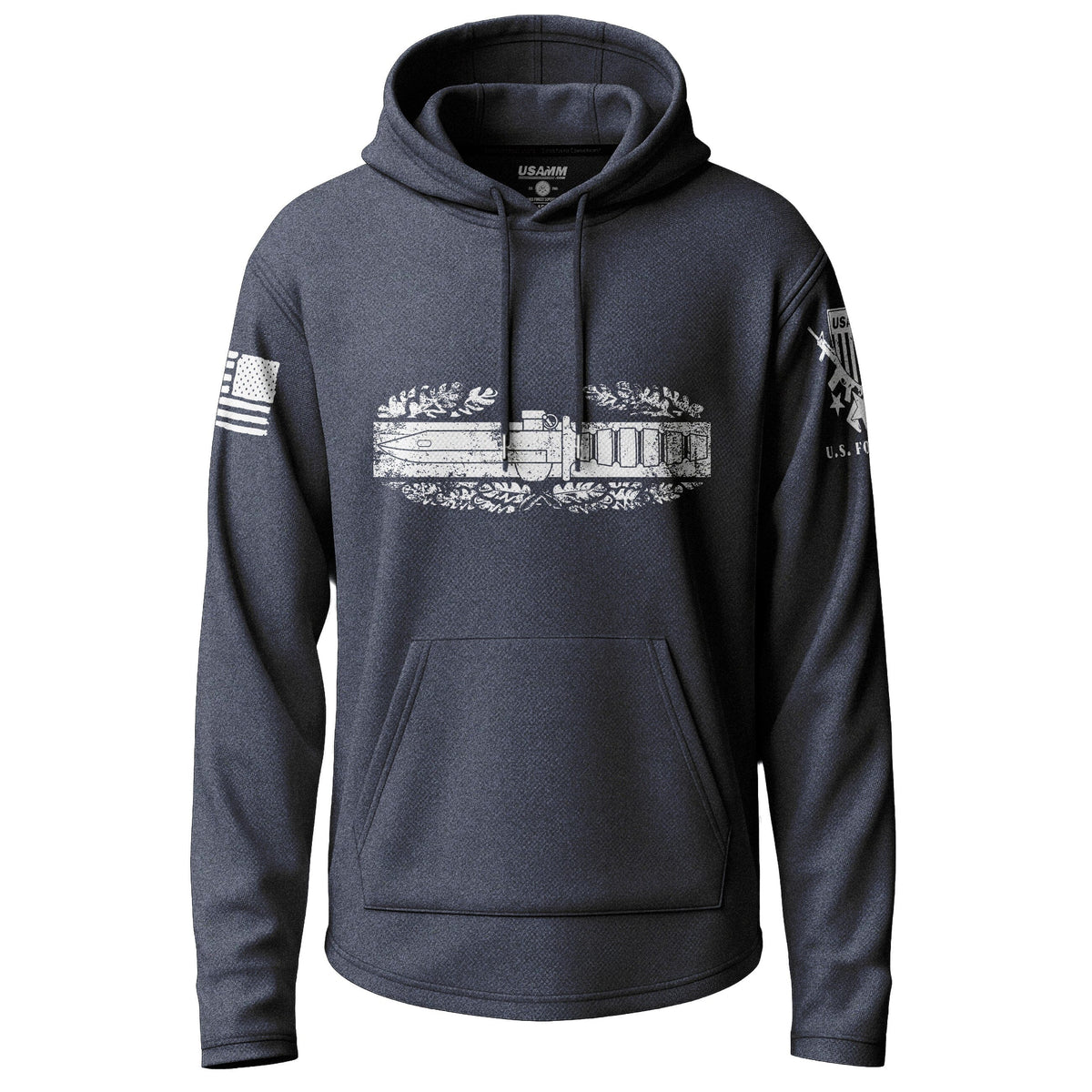 Army Combat Action Badge Distressed Lightweight Hoodie Lightweight Hoodie 90121-S-NAVY-THIN