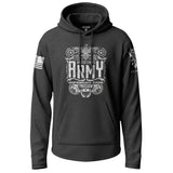 Army Grunge Graphic Black and White Lightweight Hoodie Lightweight Hoodie 90123-S-BK-THIN